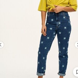 Lucy & Yak Daisy-Mae Embroidered Dana Mom Jeans Size 34